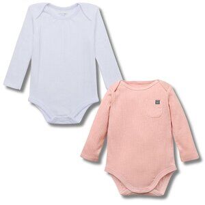 Baby Girls Pink & White Long Sleeve Onesies - Size 24M - NWT